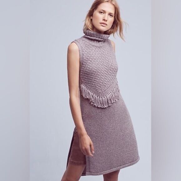 Anthropologie Dresses & Skirts - Anthropologie Nomad Morgan Carper Vesper Turtleneck Fringe Tunic Dress XS